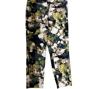 Adrianna Papell Straight Leg Pants - Black and Green Floral